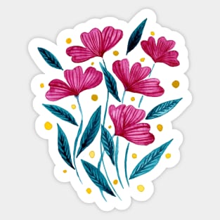 Cute florals - pink and teal Sticker